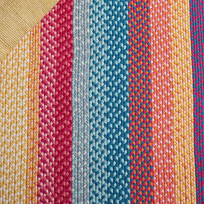 SAFAVIEH Washable Rug Outdoor Braided Collection - 6' x 9' Oval, Red & Orange, Handmade & Reversible, Non-Shedding & Easy to Clean, Ideal for Patio, Backyard, Mudroom (BRD308Q)