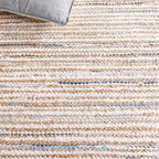 SAFAVIEH Cape Cod Collection Area Rug - 6' x 9', Natural & Light Blue, Handmade, Braided Design, Ideal for The Living Room, Bedroom, Dining Room (CAP151L-6)