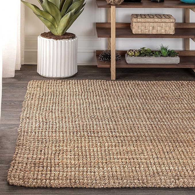 JONATHAN Y Pata Hand Woven Chunky Jute Natural Indoor Area Rug, 5x8, Bohemian, Rustic, Cottage, Easy-Cleaning for Living Room, Bedroom, Kitchen, Non-Shedding (NRF102A-5)
