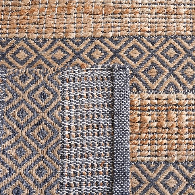 SAFAVIEH Natural Fiber Collection Runner Rug - 2'3" x 8', Charcoal & Natural, Handmade Boho Farmhouse Rustic Jute & Cotton, Ideal for High Traffic Areas in Living Room, Bedroom (NFB653H)