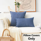 Home Brilliant Throw Pillows for Couch Set of 4 Lined Linen Decorative Pillow Covers Indigo for Bench Sofa, 18x18 inch, Navy Blue