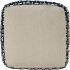 L. R. Resources, Inc. LR Home Hand-Woven Black/White/Blue Geometric Cotton Square Ottoman Pouf for Home Decor | Indoor Foot Rest for Bedroom & Living Room | 16 x 16 x 16 Stuffed Ottoman for Seating