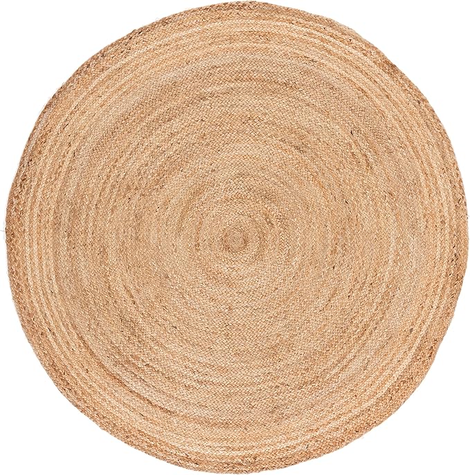 SAFAVIEH Area Rug 8' Round - Cape Cod Collection- Large - Natural Brown, Handmade Braided Flat Weave Jute (CAP252A)
