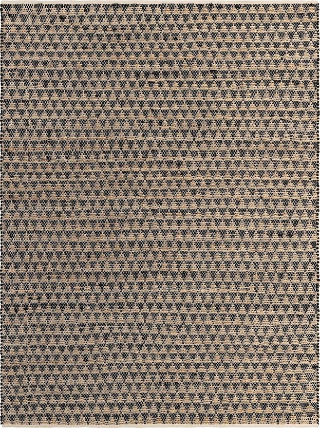 Unique Loom Chindi Jute Collection Area Rug (8' x 11' Rectangle, Black/ Natural)