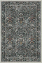 Washable 2x3 Rug, Small Entryway Rug Indoor, Non-Slip Vintage Floral Throw Rug for Front Door, Kitchen, Bathroom, Low Pile Boho Floor Mat, Charccoal Green