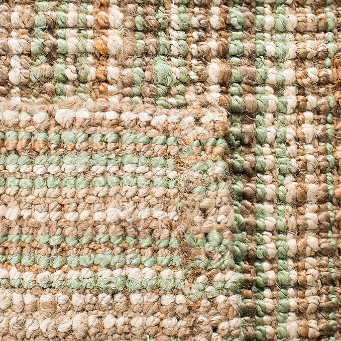 SAFAVIEH Area Rug 4x6 - Natural Fiber Collection - Sage & Natural Brown, Handmade Jute, Farmhouse Style, Chunky Textured Thick Pile (NF447S)