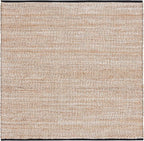 SAFAVIEH Natural Fiber Collection Area Rug - 6' Square, Natural & Black, Handmade Farmhouse Boho Coastal Rustic Jute, Ideal for High Traffic Areas in Living Room, Bedroom (NF832A)