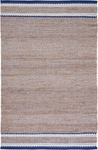 SAFAVIEH Natural Fiber Collection Area Rug - 6' x 9', Natural & Navy, Handmade Farmhouse Boho Coastal Rustic Jute, Ideal for High Traffic Areas in Living Room, Bedroom (NF874N)