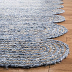 SAFAVIEH Cape Cod Collection Accent Rug - 3' x 5', Blue & Natural, Handmade Braided Jute & Cotton, Ideal for High Traffic Areas in Entryway, Living Room, Bedroom (CAP208L)
