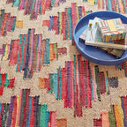 Dash & Albert Mod Chindi Multi Handwoven Jute Rug, Runner-2.5 X 8 Feet, Multi Geometric Pattern