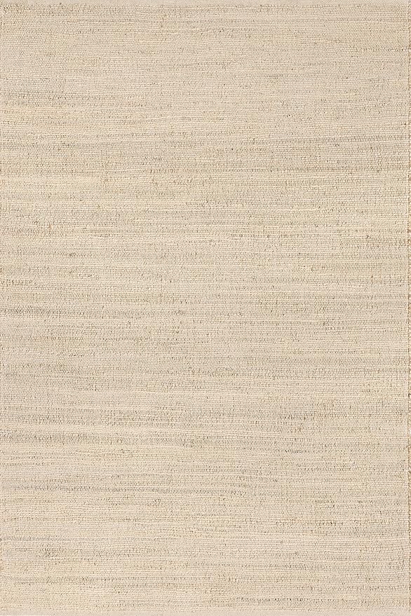 nuLOOM 9'6" x 13'6" Elfriede Jute & Cotton Hand Woven Area Rug, Natural, Solid Rustic Farmhouse Style, Weaved Design, Natural Fiber, for Bedroom, Living Room, Dining Room, Hallway, Office, Entryway