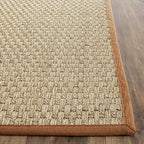 SAFAVIEH Natural Fiber Collection Runner Rug - 2'6" x 6', Natural & Brown, Seagrass, Basketweave Pattern with Border (NF114B)