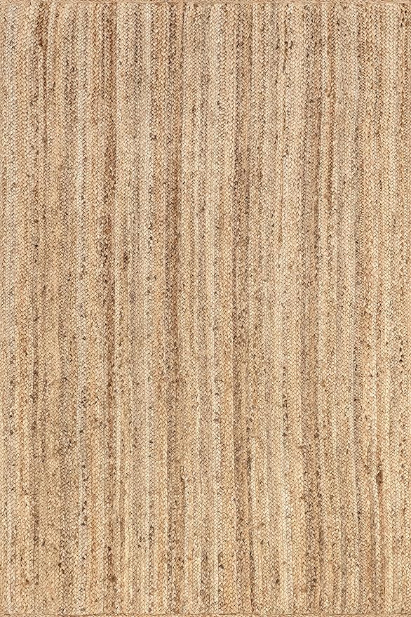 nuLOOM 10x14 Rigo Jute Hand Woven Area Rug, Natural, Solid Farmhouse Design, Natural Fiber, For Bedroom, Living Room, Dining Room, Hallway, Office, Kitchen, Entryway
