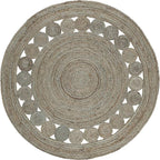 SAFAVIEH Area Rug 4' Round - Natural Fiber Collection - Grey, Handmade Jute, Boho Farmhouse Braided Design (NF364C)
