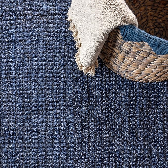 JONATHAN Y Pata Hand Woven Chunky Jute Navy 9x9 Square Indoor Area Rug, Bohemian, Rustic, Cottage, Easy-Cleaning for Living Room, Bedroom, Kitchen, Non-Shedding (NRF102D-9SQ)
