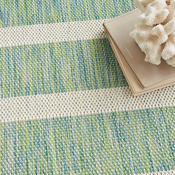 Nourison Home Positano Blue Green Ivory 7' x 10' Area Rug - Easy Clean, Non Shedding, Bed Room, Living Room, Dining Room, Kitchen (7' x 10')