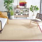 SAFAVIEH Area Rug 9x12 - Natural Fiber Collection - Large - Maize & Burgundy, Sisal, Woven Design with Border (NF141D)