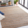 SAFAVIEH Natural Fiber Collection Accent Rug - 4' x 6', Navy & Natural, Handmade Flat Weave Stripe Jute & Cotton Jute, Ideal for High Traffic Areas in Entryway, Living Room, Bedroom (NFB655N)