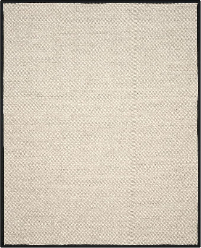SAFAVIEH Area Rug 10x14 - Natural Fiber Collection - Large - Marble & Black, Sisal, Woven Design with Border (NF143A)