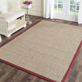 SAFAVIEH Area Rug 5x8 - Natural Fiber Collection - Natural & Red, Seagrass, Basketweave Pattern with Border (NF114D)