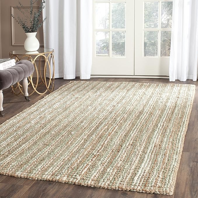 SAFAVIEH Area Rug 5x8 - Natural Fiber Collection - Sage & Natural Brown, Handmade Jute, Farmhouse Style, Chunky Textured Thick Pile (NF447S)