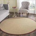 SAFAVIEH Area Rug 4' Round - Natural Fiber Collection - Maize & Burgundy, Sisal, Woven Design with Border (NF141D)