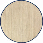 Nuloom Elijah Navy/Natural, 4' Round, Basketweave, Seagrass, Soft and Textured, High Traffic, Stain Resistant, Easy Clean, Durable Area Rug for Bedroom, Living Room, Dining, Den, Foyer, Entryway