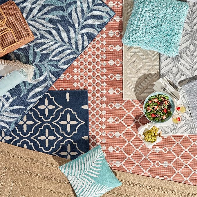 Nourison Home Positano Terracotta 9' x 12' Area Rug - Easy Clean, Non Shedding, Bed Room, Living Room, Dining Room, Kitchen (9' x 12')