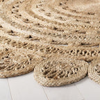 SAFAVIEH Natural Fiber Round Collection 9' Round Natural NF805B Handmade Boho Charm Braided Jute Area Rug
