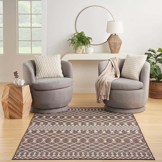 Nourison Home Positano Natural 7' x 10' Area Rug - Easy Clean, Non Shedding, Bed Room, Living Room, Dining Room, Kitchen (7' x 10')