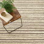 Dash and Albert Calder Stripe Grey Handwoven Jute Rug, 9 X 12 Feet, Neutral/Grey Stripe Pattern