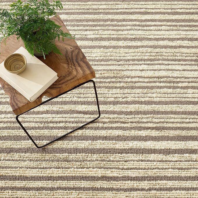 Dash and Albert Calder Stripe Grey Handwoven Jute Rug, 2 X 3 Feet, Neutral/Grey Stripe Pattern