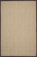 SAFAVIEH Area Rug 6x9 - Natural Fiber Collection - Natural & Dark Brown, Seagrass, Basketweave Pattern with Border (NF114K)