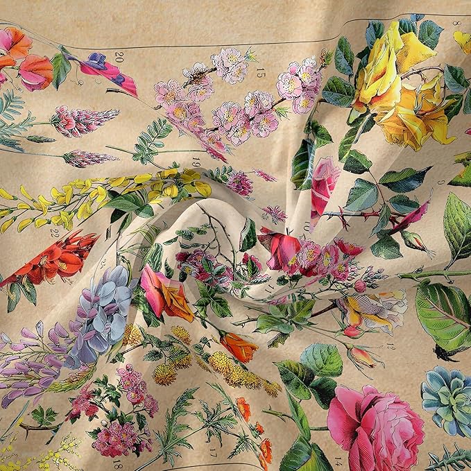 Vintage Flowers Tapestry 48”x36”, Long Vertical Wall Hanging Reference Illustrative Botanical Tapestries for Bedroom Aesthetic Floral Tapistry Botanical Plants Tapestry Wall Hanging Cute Bedroom Decor