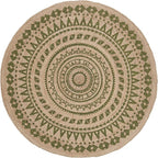 SAFAVIEH Natural Fiber Round Collection 6' Round Green NF802G Handmade Boho Mandala Braided Jute Area Rug