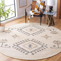 SAFAVIEH Kilim Collection 3' Round Ivory/Black KLM762A Handmade Flatweave Premium Jute Entryway Foyer Living Room Bedroom Kitchen Area Rug