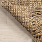 Nuloom Daniela Natural, 4' Square, Handmade, Jute, Tassel, Soft and Textured, High Traffic, Stain Resistant, Easy Clean, Durable Area Rug for Bedroom, Living Room, Dining Space, Foyer, Entryway