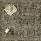6x9 Area Rug for Living Room Green Brown Vintage Washable Bedroom Carpet Traditional Distressed Soft Non Slip Indoor Large Accent Rug Retro Thin Low Pile Floor Cover for Dining Room Playroom