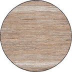 SAFAVIEH Cape Cod Collection Area Rug - 6' Round, Beige, Handmade Denim & Jute, Ideal for Living Room, Bedroom, Home Office, Dining Space (CAP153B-6R)