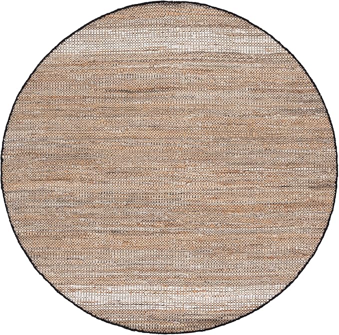 SAFAVIEH Cape Cod Collection Area Rug - 6' Round, Beige, Handmade Denim & Jute, Ideal for Living Room, Bedroom, Home Office, Dining Space (CAP153B-6R)