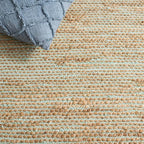 SAFAVIEH Cape Cod Collection Area Rug - 6' Square, Turquoise & Natural, Handmade Jute & Cotton, Ideal for Living Room, Bedroom, Dining Space (CAP236K)