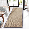 SAFAVIEH Natural Fiber Collection Runner Rug - 2'6" x 8', Natural & Dark Grey, Seagrass, Basketweave Pattern with Border (NF114Q)