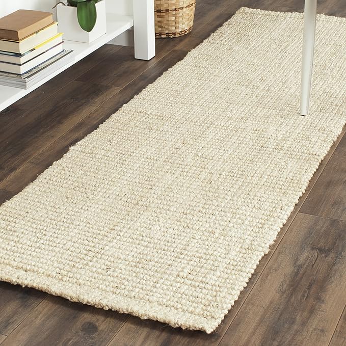 SAFAVIEH Natural Fiber Collection Runner Rug - 2'3" x 15', Ivory, Handmade Farmhouse Jute, Ideal for High Traffic Areas in Living Room, Bedroom (NF730A)