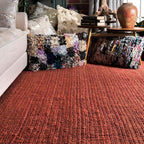 Nuloom Daniela Brick, 3' x 5', Handmade, Jute, Tassel, Soft and Textured, High Traffic, Stain Resistant, Easy Clean, Durable Area Rug for Bedroom, Living Room, Dining Space, Foyer, Entryway