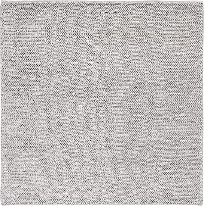 SAFAVIEH Natura Collection Area Rug - 6' Square, Silver, Handmade Wool Blend, Textured Design, Ideal for Living Room, Bedroom, Dining Space (NAT425G)