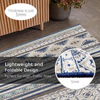 RUGSURE Washable Area Rugs 3' x 5 ' - 1/6 Thick - Moroccan-Inspired -Stain & Water Resistant Non-Slip - Resistant Rug for Living Room, Bedroom, Nursery, Pet & Child Friendly (Blue and Brown)