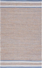 SAFAVIEH Natural Fiber Collection Area Rug - 5' x 8', Natural & Blue, Handmade Farmhouse Boho Coastal Rustic Jute, Ideal for High Traffic Areas in Living Room, Bedroom (NF874M)