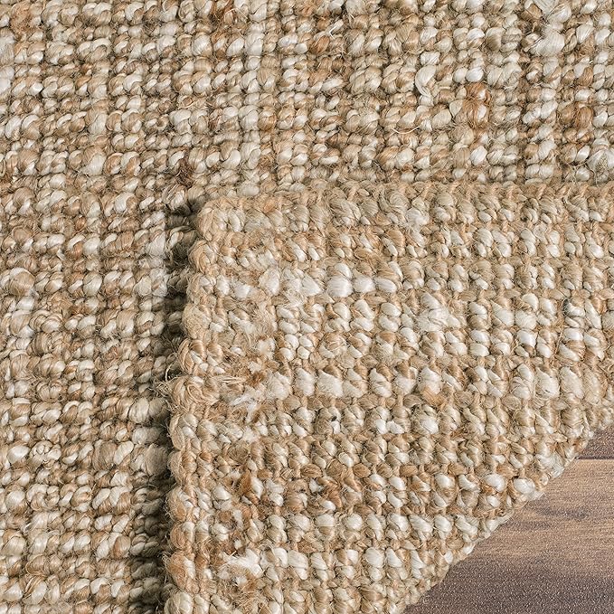 SAFAVIEH Area Rug 10x14 - Natural Fiber Collection - Large - Natural & Ivory, Handmade Jute, Farmhouse Style, Chunky Textured Thick Pile (NF447N)