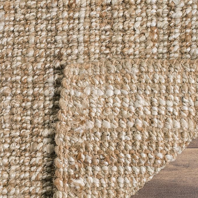 SAFAVIEH Natural Fiber Collection Runner Rug - 2'6" x 8', Natural & Ivory, Handmade Jute, Farmhouse Style, Chunky Textured Thick Pile (NF447N)