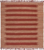 SAFAVIEH Natural Fiber Collection Area Rug - 7' Square, Natural & Rust, Handmade Jute & Cotton, Ideal for Living Room, Bedroom, Dining Space (NF124P)